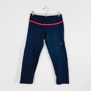 Adidas | Black Capri Leggings w/ Pink Band